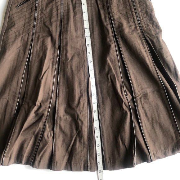 Pleated A-Line Skirt - Dark Chocolate - Picture 7 of 8
